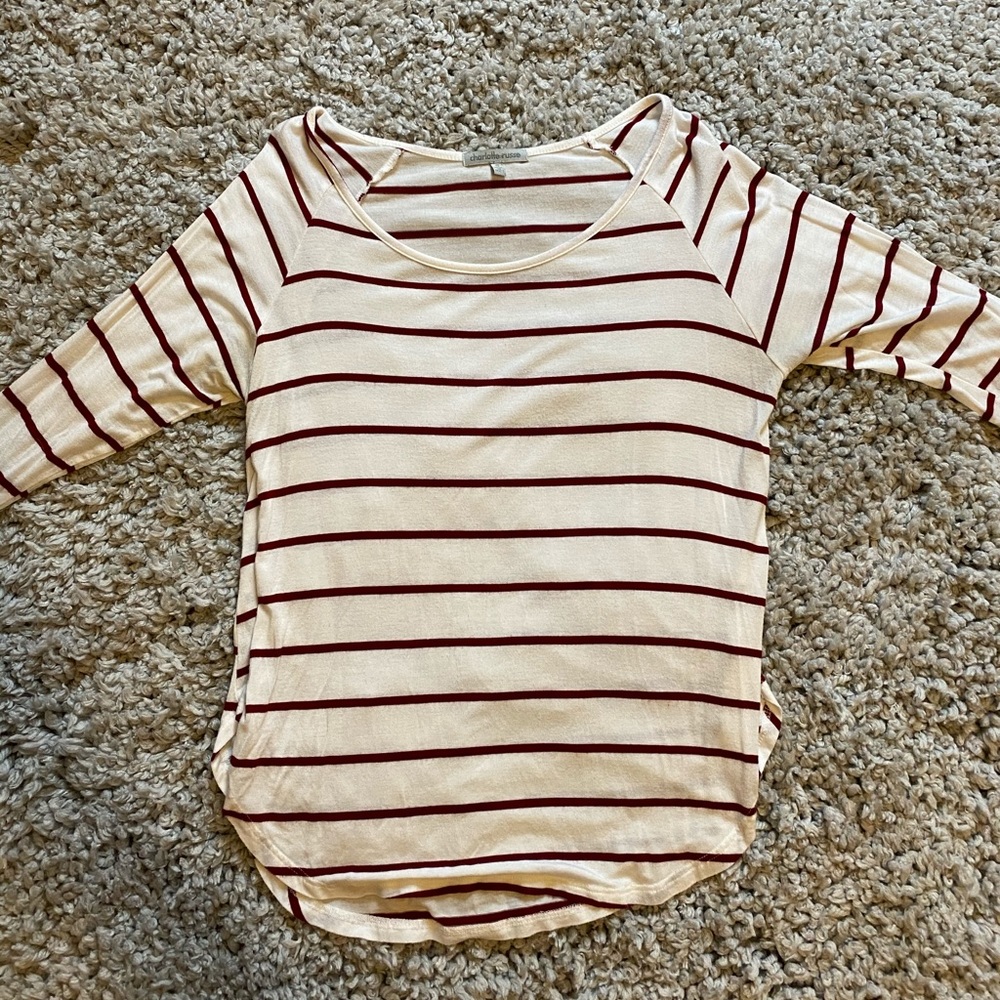 3/4 sleeve striped shirt ❤️🤍